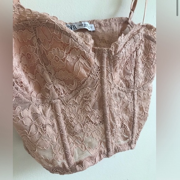 Gorgeous BNWOT ZARA cropped lace tank pink - Picture 2 of 8